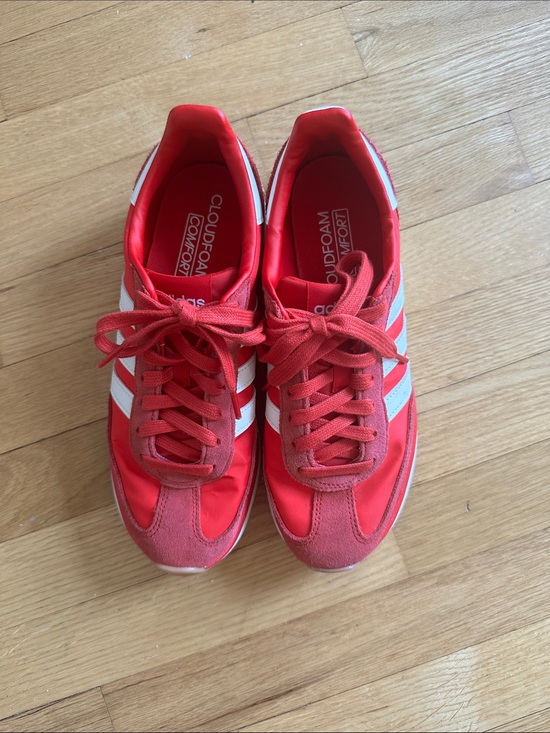 adidas Shoes - adidas Red and White Retro Runner Sneakers